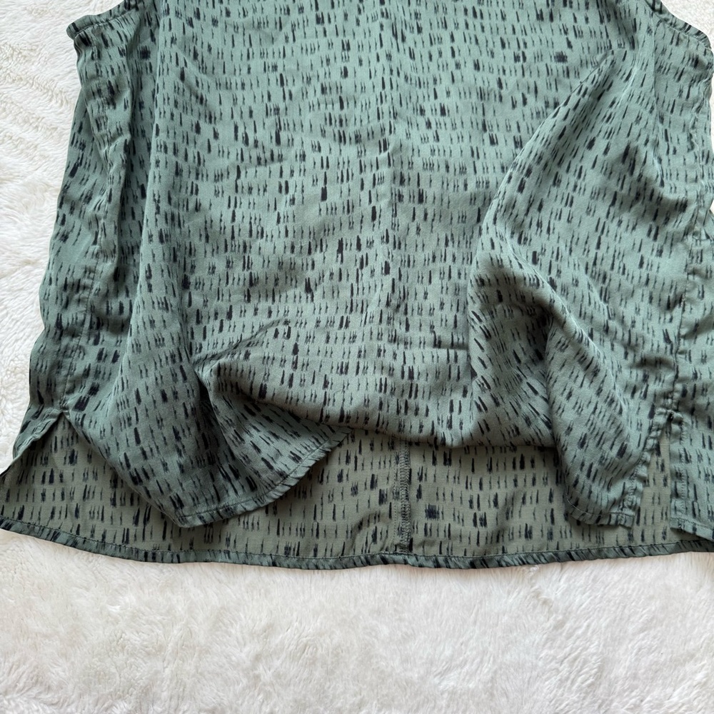 ❌Eileen Fisher Nori Silk Shell Top Women's Small Green Dash Organic Cotton Offic - Picture 7 of 9